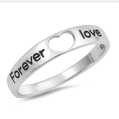 Sterling Silver Forever Love Shaped Plain RingsAnd Face Height 3mm