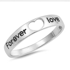 Sterling Silver Forever Love Shaped Plain RingsAnd Face Height 3mm