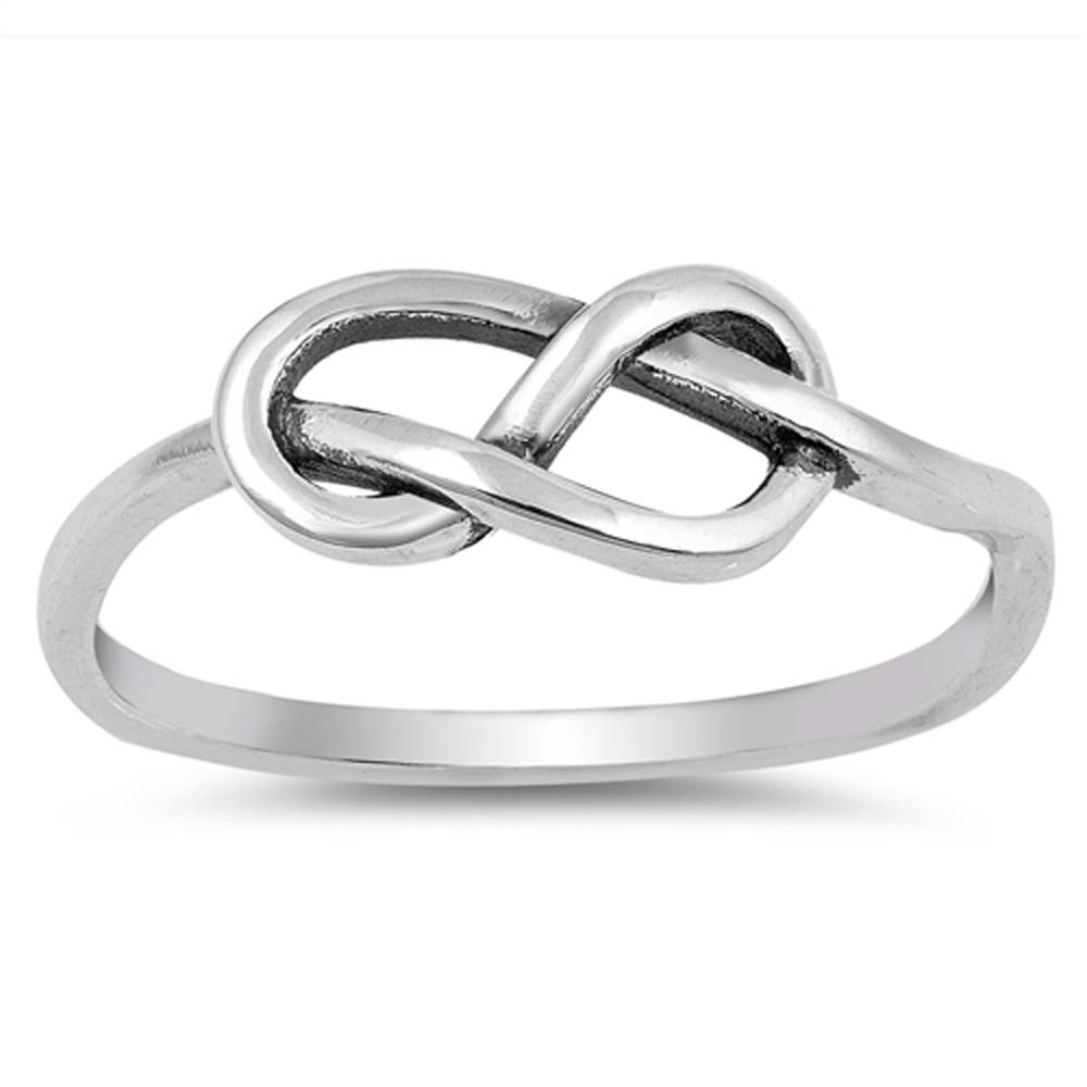 Sterling Silver Oxidize Love Knot Shaped Plain RingsAnd Face Height 8mm
