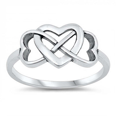 Sterling Silver Infinity Hearts Ring