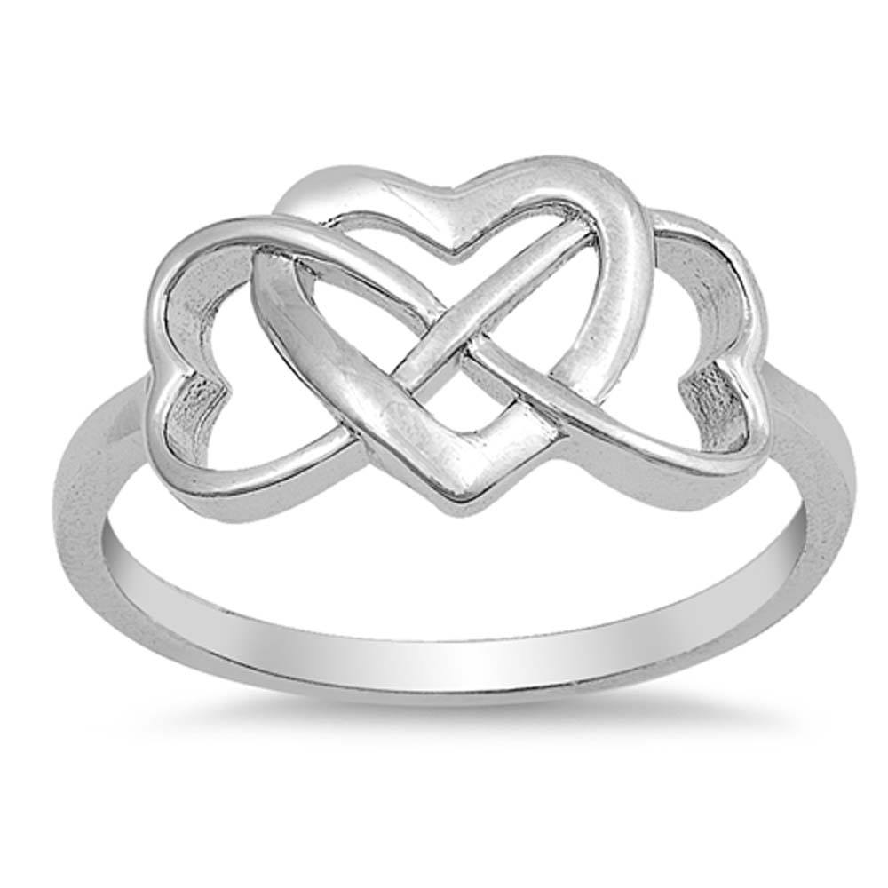 Sterling Silver Rhodium Plated Infinity Heart Shaped Plain RingsAnd Face Height 10mm
