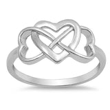 Sterling Silver Rhodium Plated Infinity Heart Shaped Plain RingsAnd Face Height 10mm