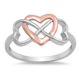 Sterling Silver Two Toned Rhodium Plated Infinity Heart Shaped Plain RingsAnd Face Height 10mm