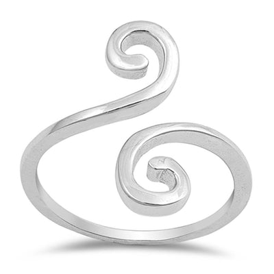 Sterling Silver Oxidized Swirls Shaped Plain RingsAnd Face Height 18mm
