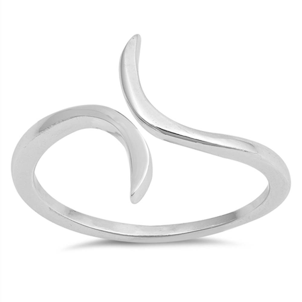 Sterling Silver Rhodium Plated Curves Shaped Plain RingsAnd Face Height 15mm