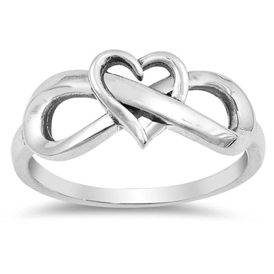 Sterling Silver Heart Infinity Shaped Plain RingsAnd Face Height 8mm