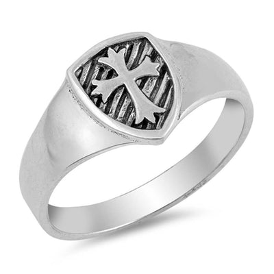 Sterling Silver Medieval Cross Shaped Plain RingsAnd Face Height 10mm