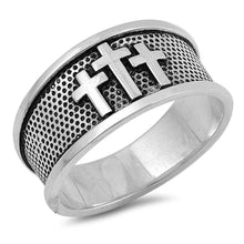 Load image into Gallery viewer, Sterling Silver Cross Shaped Plain Rings and Face Height 10mm