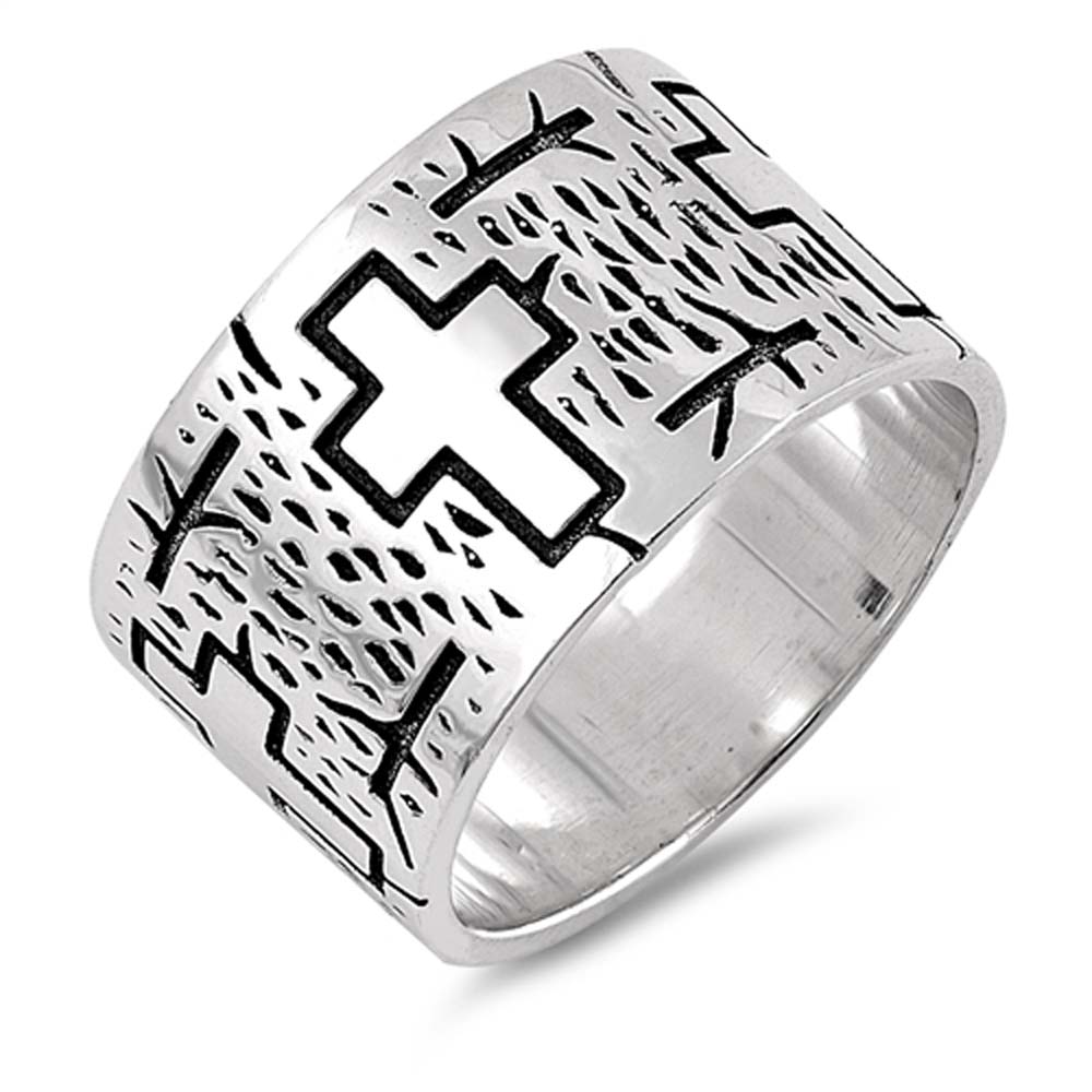 Sterling Silver Cross Shaped Plain RingsAnd Face Height 12mm