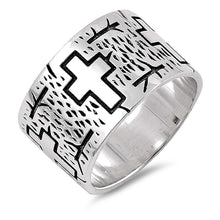 Load image into Gallery viewer, Sterling Silver Cross Shaped Plain RingsAnd Face Height 12mm
