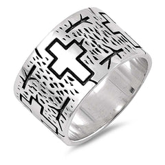 Sterling Silver Cross Shaped Plain RingsAnd Face Height 12mm