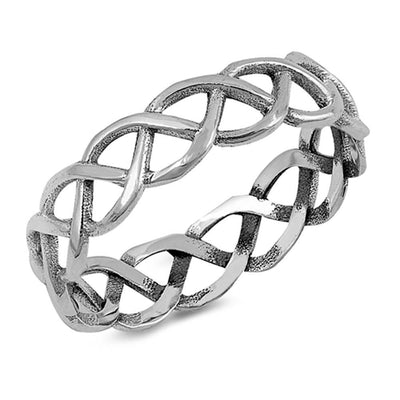 Sterling Silver Braided Band Shaped Plain RingsAnd Face Height 5mm