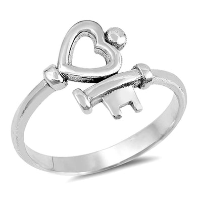 Sterling Silver Key To My Heart Shaped Plain RingsAnd Face Height 13mm