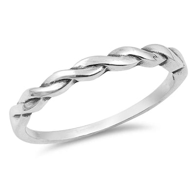 Sterling Silver Braid Shaped Plain RingsAnd Face Height 2mm