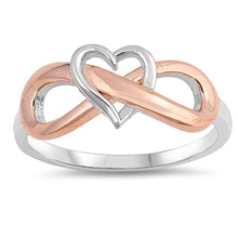 Load image into Gallery viewer, Sterling Silver Rose Gold Plated Heart Infinity Plain RingsAnd Band Width 8mm