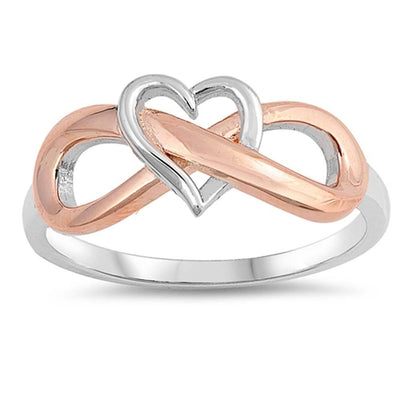Sterling Silver Rose Gold Plated Heart Infinity Plain RingsAnd Band Width 8mm