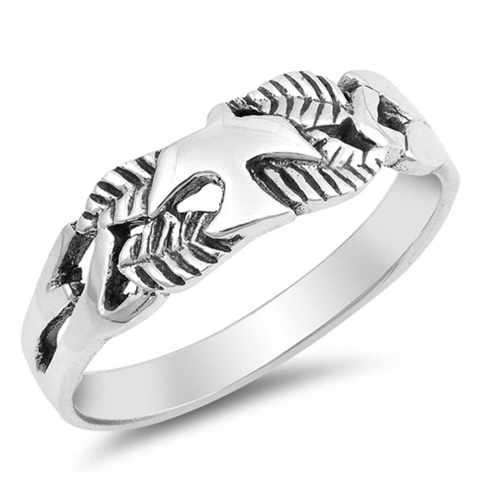 Sterling Silver Oxidize Dove Shaped Plain RingsAnd Face Height 7mm