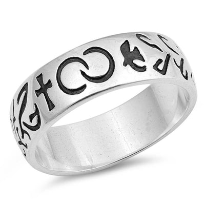 Sterling Silver Eternity Cross And Dove Shaped Plain RingsAnd Face Height 6mm