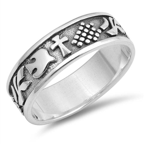 Sterling Silver Heart Imprint Shaped Plain RingsAnd Face Height 4mm