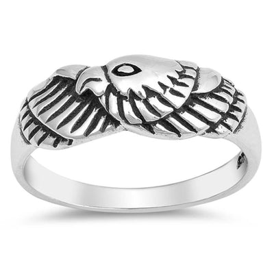 Sterling Silver Rhodium Plated Eagle Shaped Plain RingsAnd Face Height 6mm