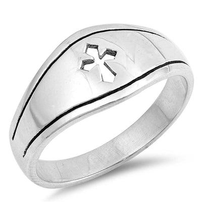 Sterling Silver Medieval Cross Shaped Plain RingsAnd Face Height 9mm