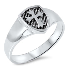 Load image into Gallery viewer, Sterling Silver Oxidize Medieval Cross Shaped Plain RingsAnd Face Height 8mm