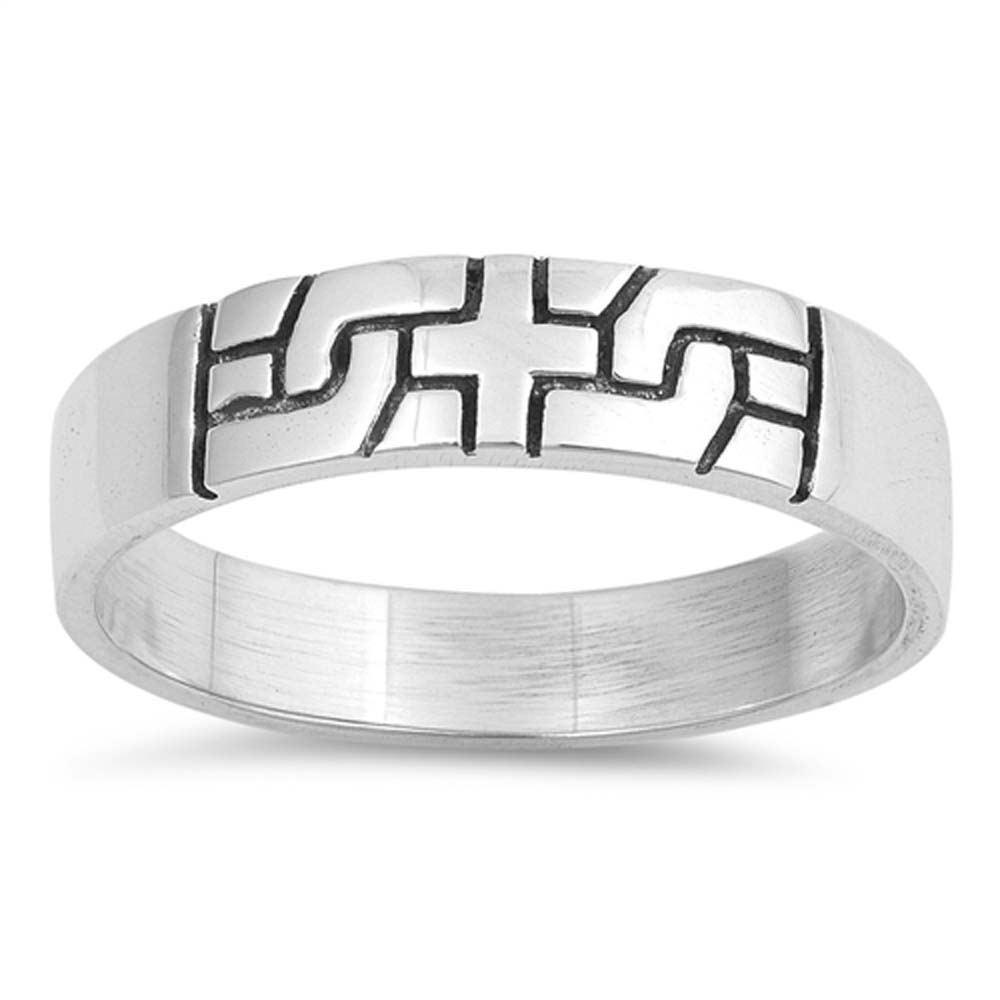 Sterling Silver Cross Puzzle Shaped Plain RingsAnd Face Height 5mm