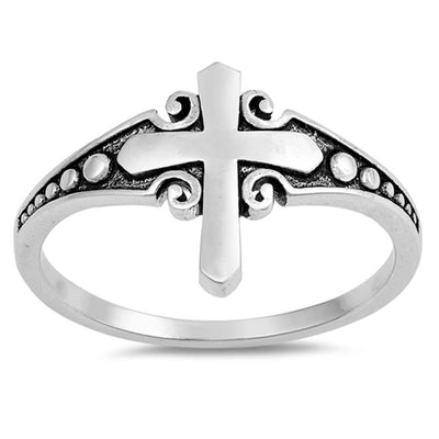Sterling Silver Cross Shaped Plain RingsAnd Face Height 13mm