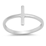 Sterling Silver Polished Simple Cross Shaped Plain RingsAnd Face Height 10mm