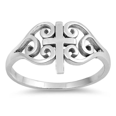 Sterling Silver Medieval Cross Shaped Plain RingsAnd Face Height 11mm
