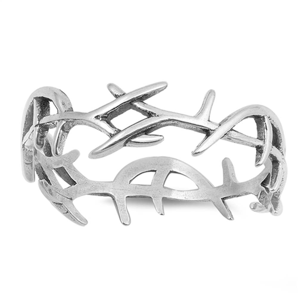 Sterling Silver Oxidize Tree Shaped Plain RingsAnd Face Height 7mm