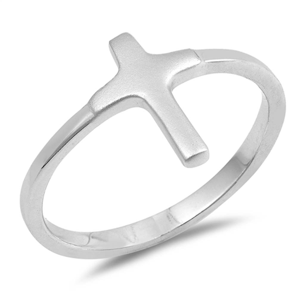 Sterling Silver Plain Cross Shaped Plain RingsAnd Face Height 12mm