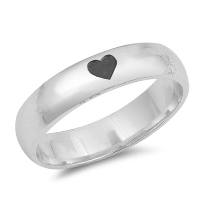 Sterling Silver Heart Imprint Shaped Plain RingsAnd Face Height 4mm