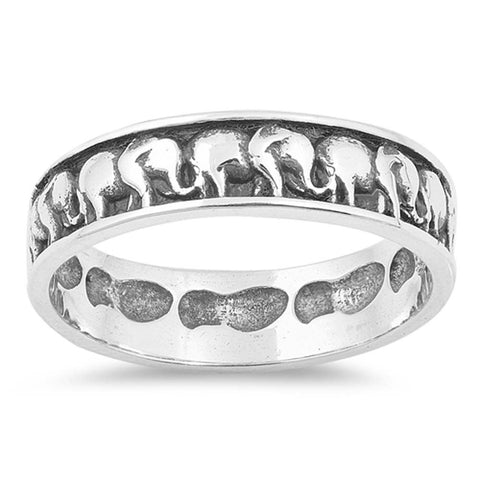 Sterling Silver Elephants Shaped Plain RingsAnd Face Height 5mm