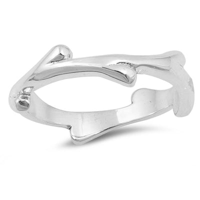 Sterling Silver Branch Shaped Plain RingsAnd Face Height 6mm