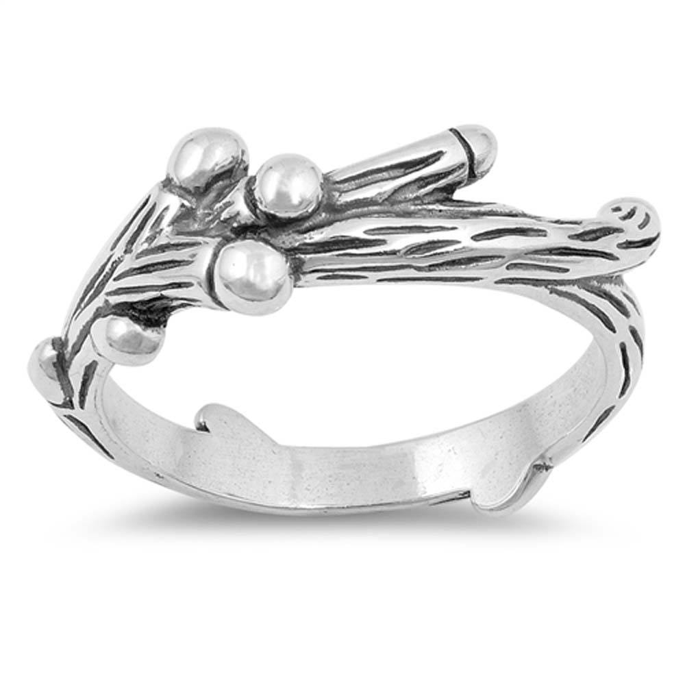 Sterling Silver Branch Shaped Plain RingsAnd Face Height 6mm
