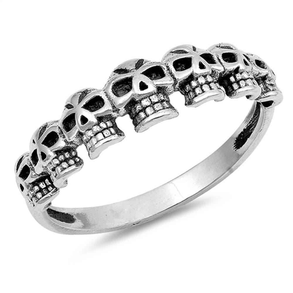 Sterling Silver Skulls Shaped Plain RingsAnd Face Height 5mm