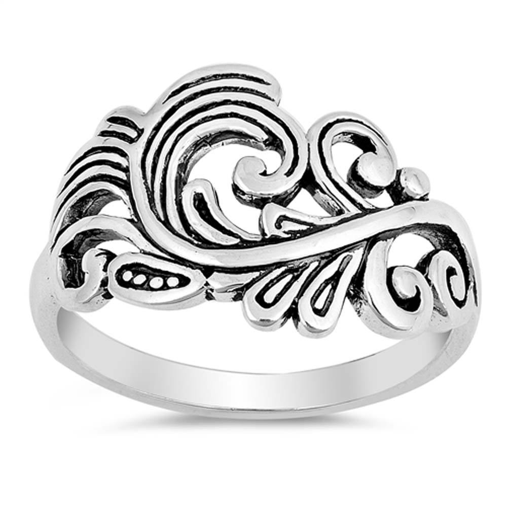 Sterling Silver Leaf Shaped Plain RingsAnd Face Height 15mm