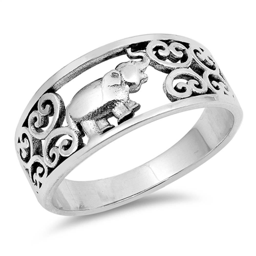 Sterling Silver Elephant Shaped Plain RingsAnd Face Height 9mm
