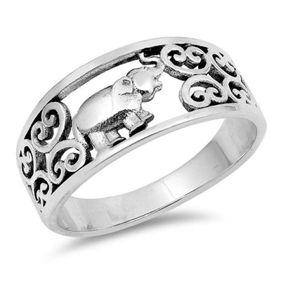 Sterling Silver Elephant Shaped Plain RingsAnd Face Height 9mm