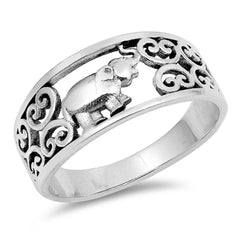 Sterling Silver Elephant Shaped Plain RingsAnd Face Height 9mm