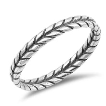Load image into Gallery viewer, Sterling Silver Oxidized Leaf Braid Shaped Plain RingsAnd Face Height 3mm