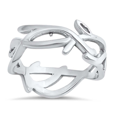 Sterling Silver Vines Shaped Plain RingsAnd Face Height 7mm