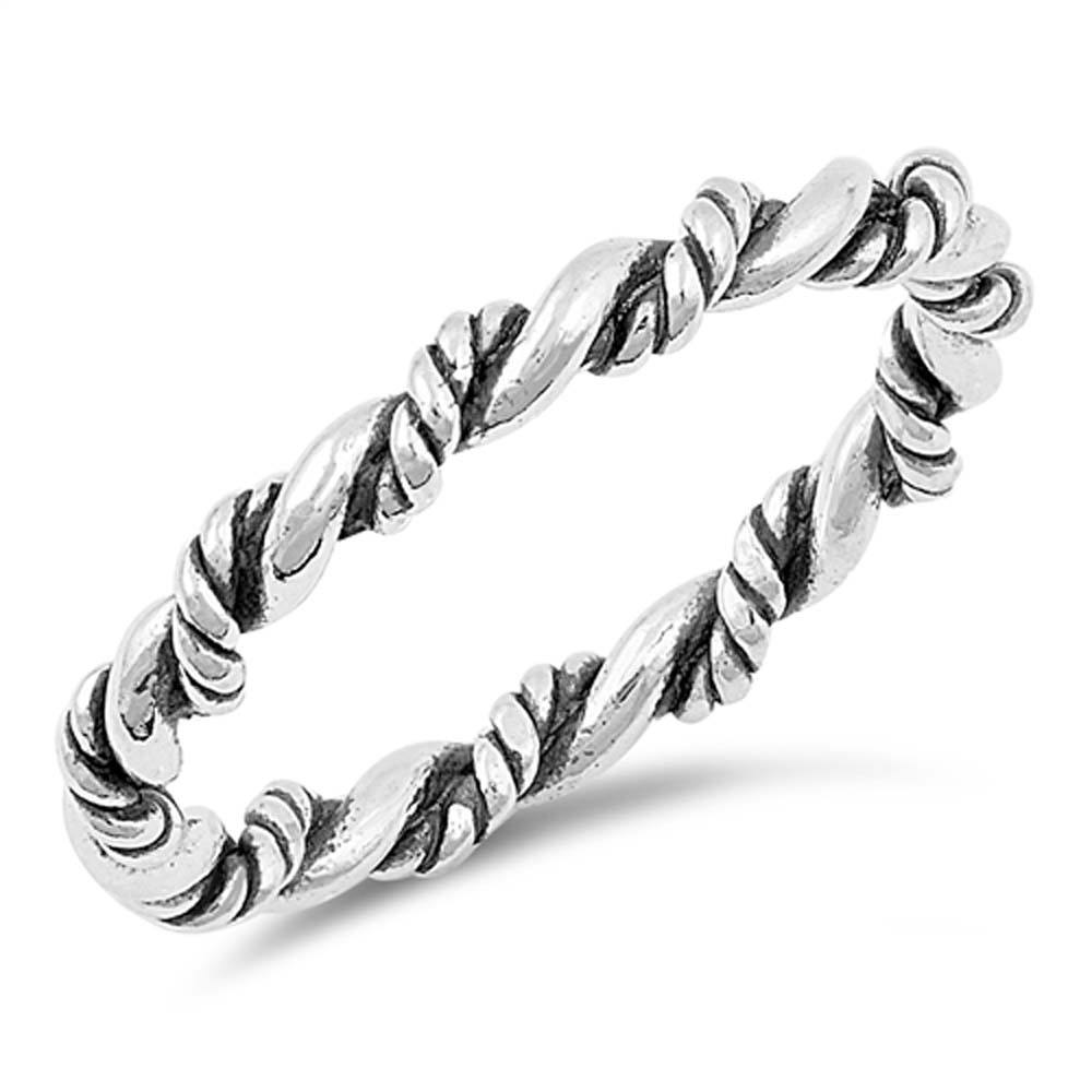 Sterling Silver Rope Shaped Plain RingsAnd Face Height 3mm