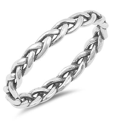 Sterling Silver Braid Shaped Plain RingsAnd Face Height 3mm