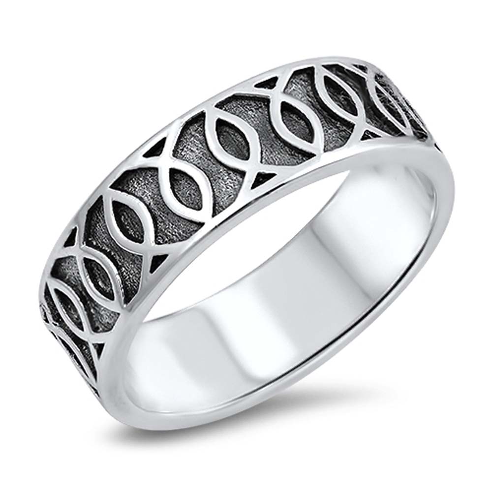 Sterling Silver Oxidized Plain RingsAnd Face Height 6mm