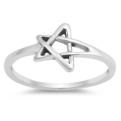 Sterling Silver Oxidized Jewish Star Plain RingsAnd Face Height 9mm
