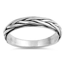 Load image into Gallery viewer, Sterling Silver Oxidized Thin Braided Band Plain RingsAnd Face Height 4mm