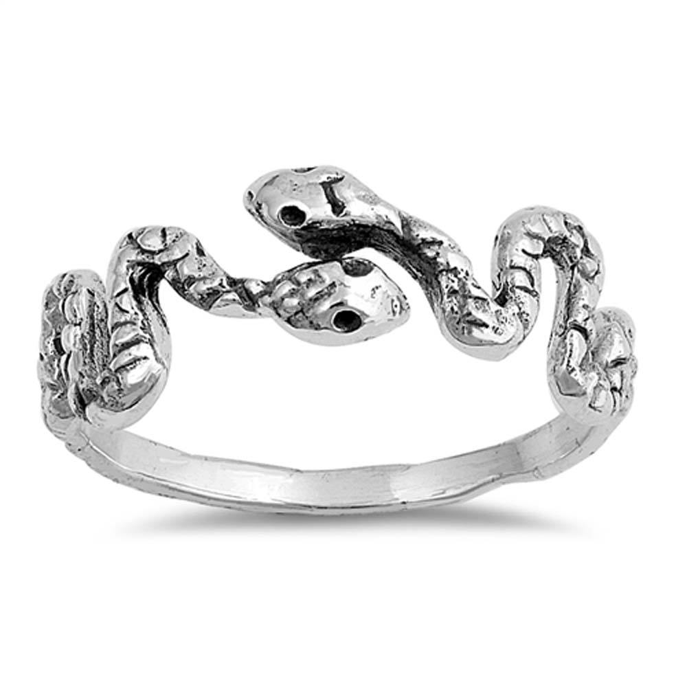 Sterling Silver Oxidized Snake Shaped Plain RingsAnd Face Height 6mm
