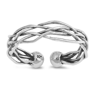 Sterling Silver Oxidized Wire Braid Shaped Plain RingsAnd Face Height 4mm